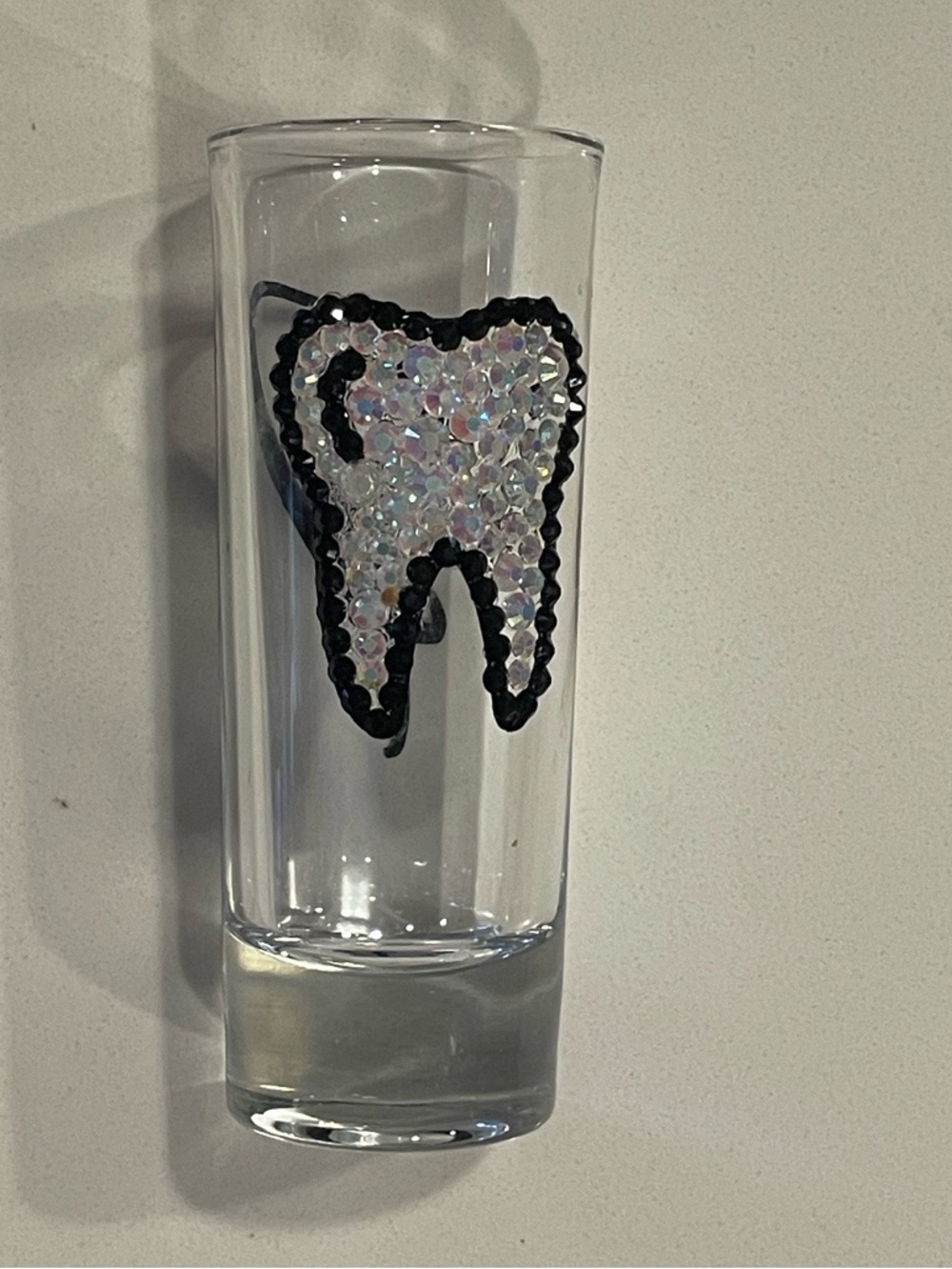 Dental 🦷 Tooth Dentistry Orthodontist Shot Glass With Rhinestones Handmade - Picture 2 of 4